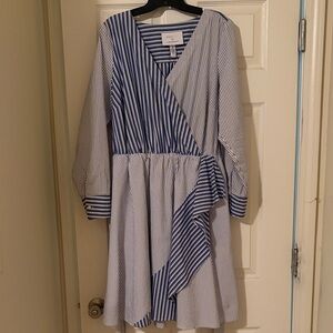 Lane Bryant Blue and White Striped Top